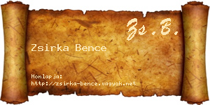 Zsirka Bence névjegykártya